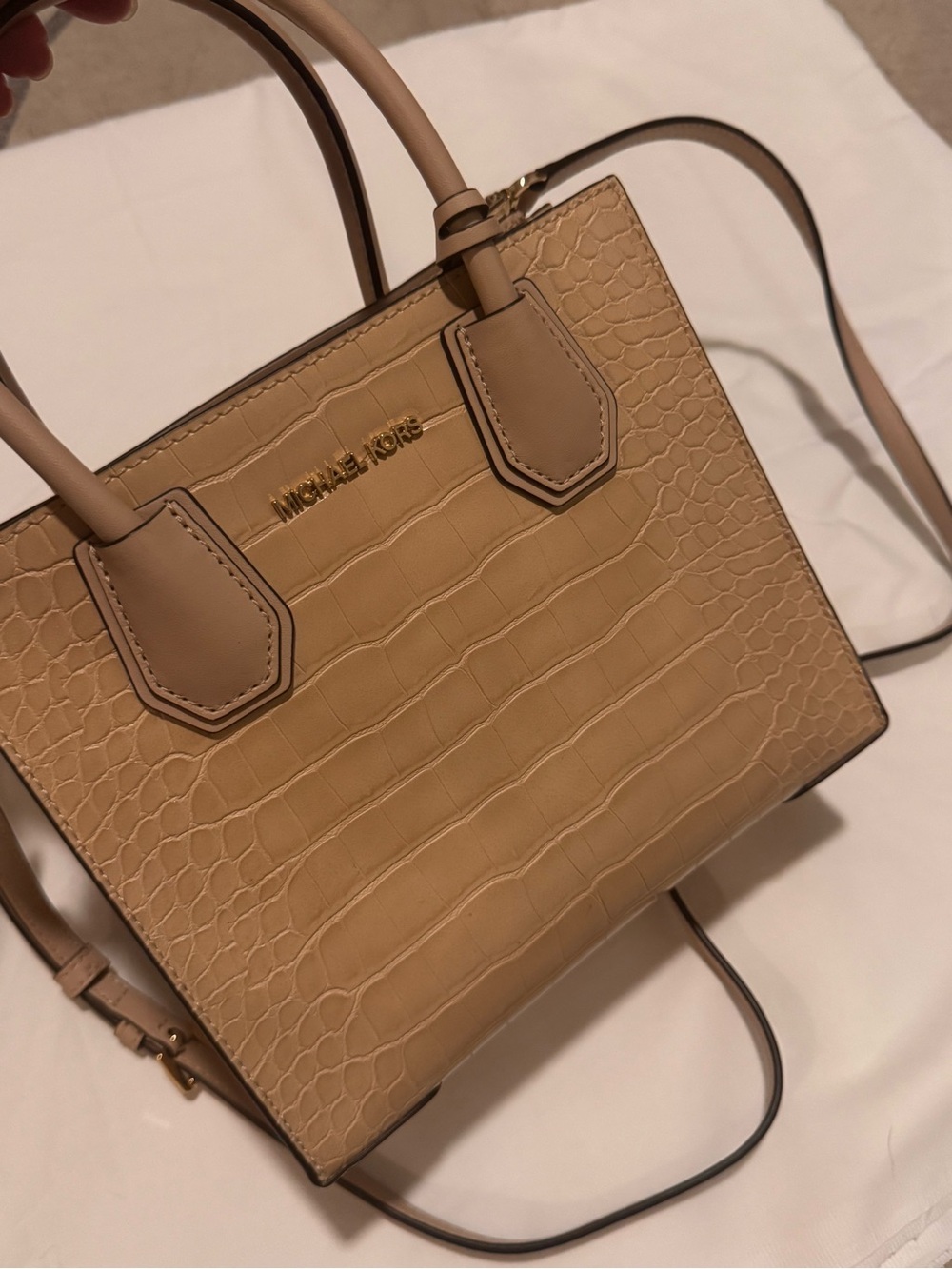 Michael Kors Tan Croc-Embossed Leather Tote